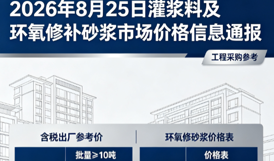 莱西2026年8月25日灌浆料及环氧修补砂浆市场价格信息通报